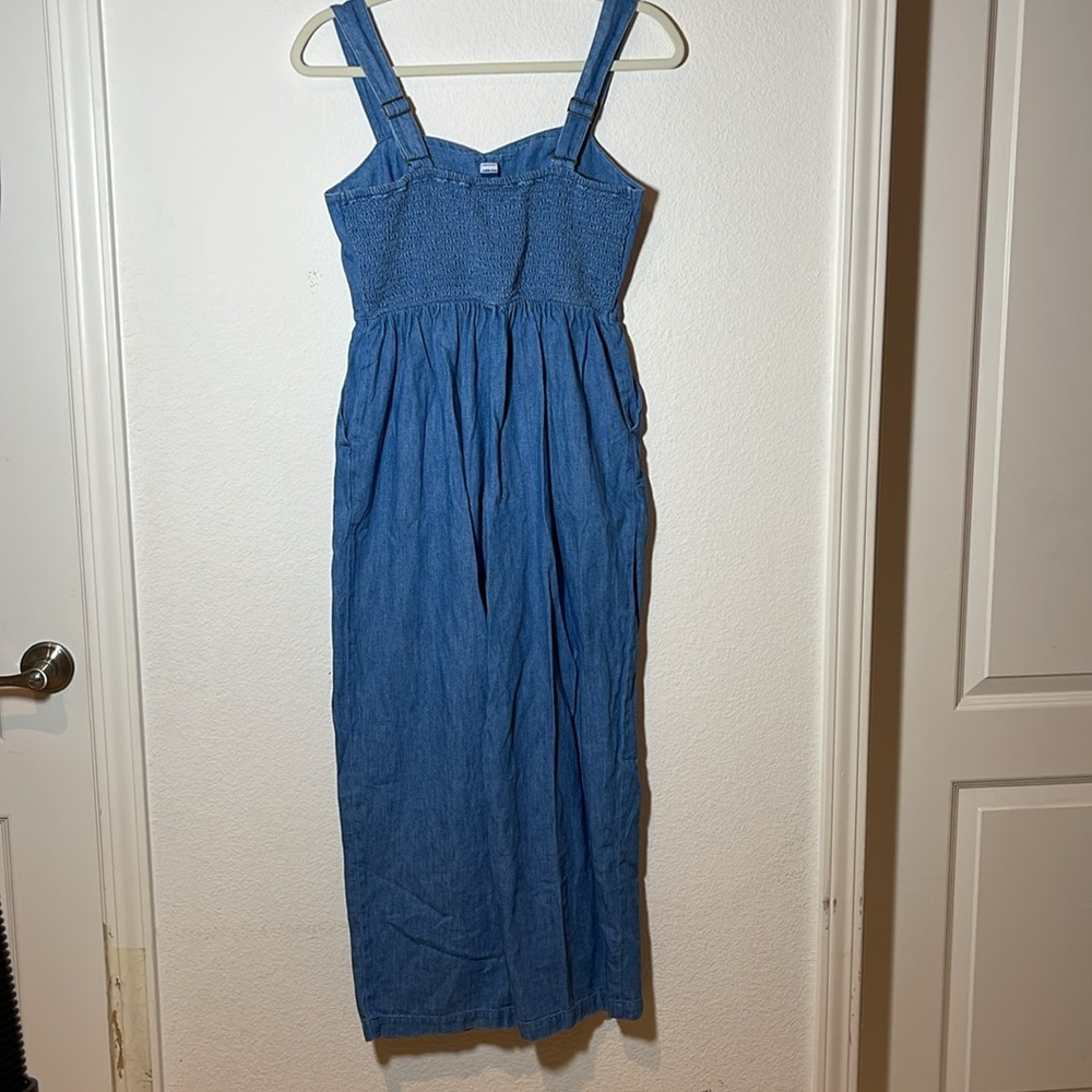 Chambray Adjustable Strap Crop Length Jumper Petite Small - Picture 11 of 12